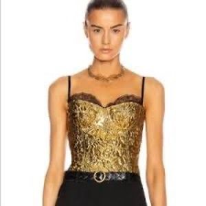 DUNDAS gold bustier corset top with lace trim